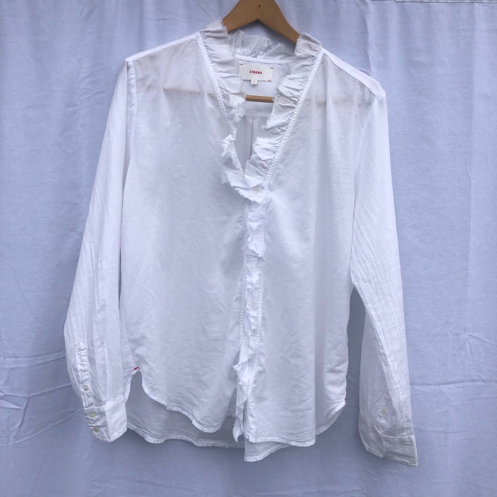 Xirena Kayde white ruffle blouse